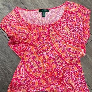 Lauren Ralph Lauren Pink and Orange Paisley Women's Top